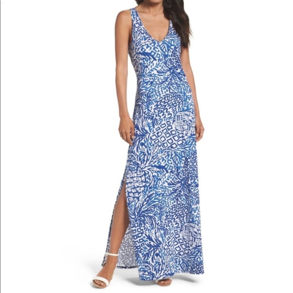 Lily Pulitzer blue white pineapple racerback maxi